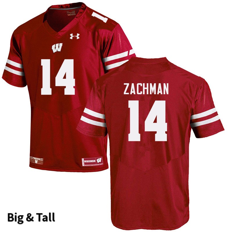 Wisconsin Badgers Men's #14 Preston Zachman NCAA Under Armour Authentic Red Big & Tall College Stitched Football Jersey UI40F08VP